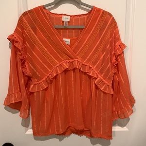 Orange blouse with built in tank top underneath